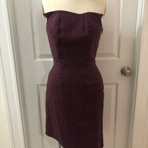 Handmade Purple Strapless Dress, Patch Pockets, Cotton